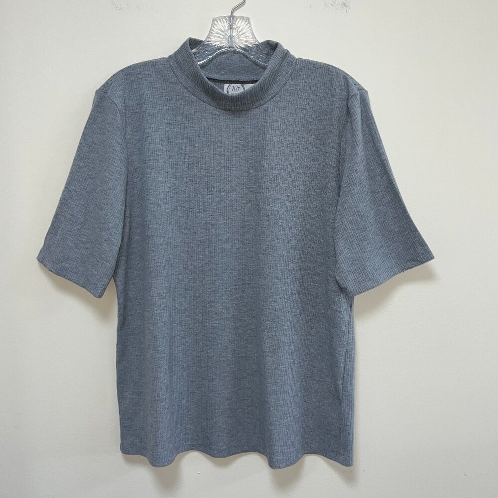 Maurices Gray Ribbed Short Sleeve T-Shirt